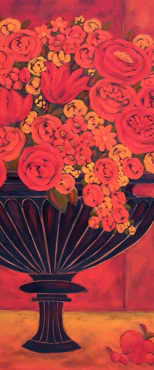 Red Tulips and Rosa Milesia by Karen Rieger