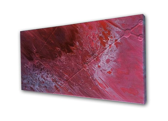 "Crimson Tide" - Original Abstract PMS Fluid Acrylic Painting - 24 x 12 inches