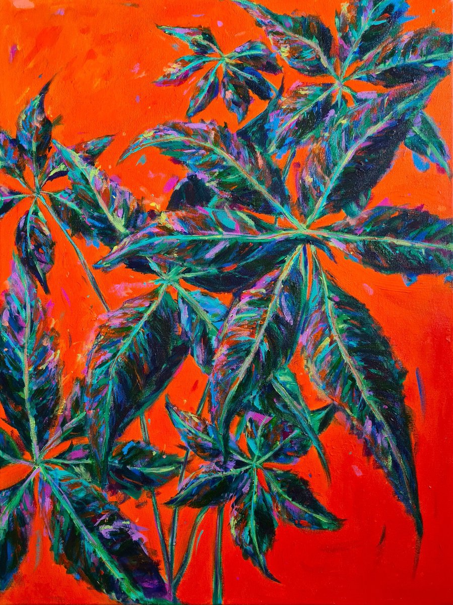 Impressionistic Still Life Acrylic Painting By Dawn Underwood, 24 X 31, Money Tree, Original Artwork