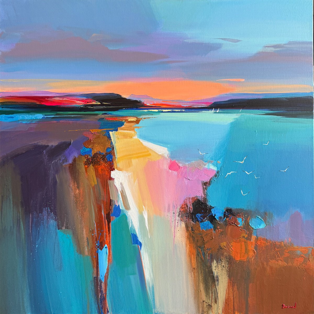 Golden Path To The Sea By Tetiana Bond, 31 X 31, Artwork For Sale On Artfinder