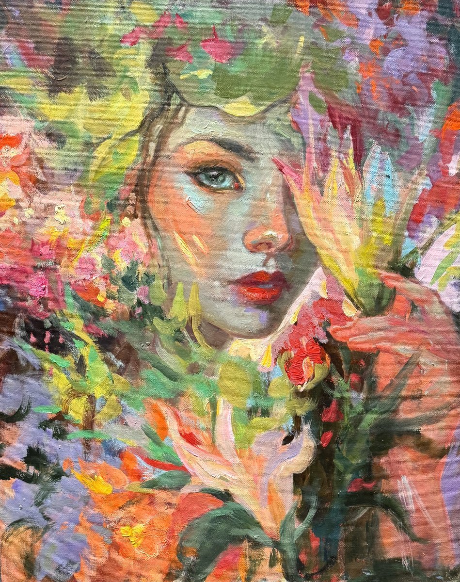 Expressive Oil Painting , Mystic Lillies By Emily Lane, 17 X 21, Artwork For Sale On Artfinder