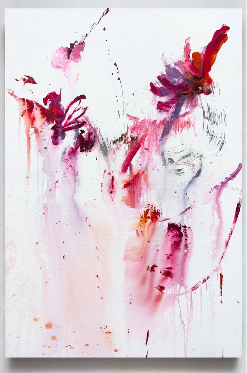 Impressionistic Abstract Acrylic Painting By Rosi Roys, 39 X 59", Barbie Color 3, Original Artwork