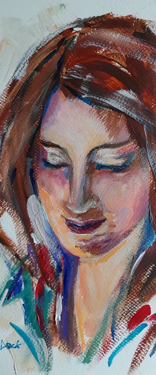 "Anni", original acrylic painting on paper by Nora Block