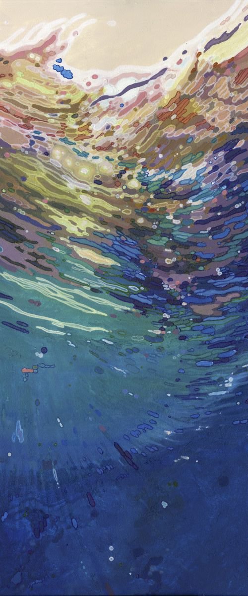 Emerging Sun Setting Underwater Ocean Reflections Painting by Margaret Juul