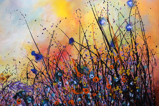 When The Night Falls #3  - Super sized original floral landscape