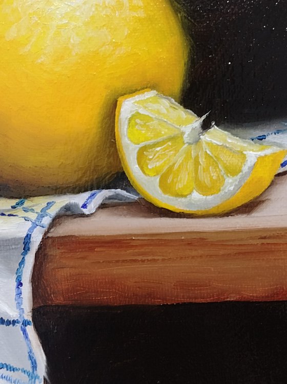 Lemon on cloth still life