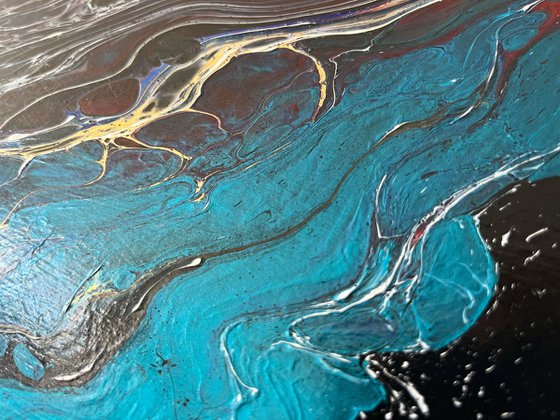 A-New-Cosmic-Tension - Wall Art Abstract / Stretched Canvas / Contemporary Art / Wall Hangings / Color Therapy / Modern Art / Acrylic Pour