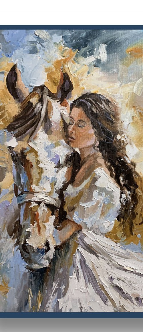 Woman with Horse. Portrait. by Vita Schagen