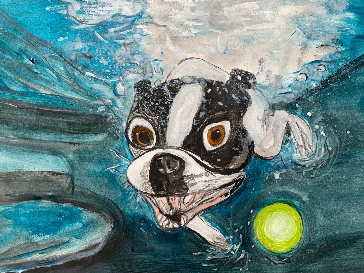 Underwater Animals Painting for Home Decor, Humour Art Decor, Artfinder Gift Ideas by Kumi Muttu