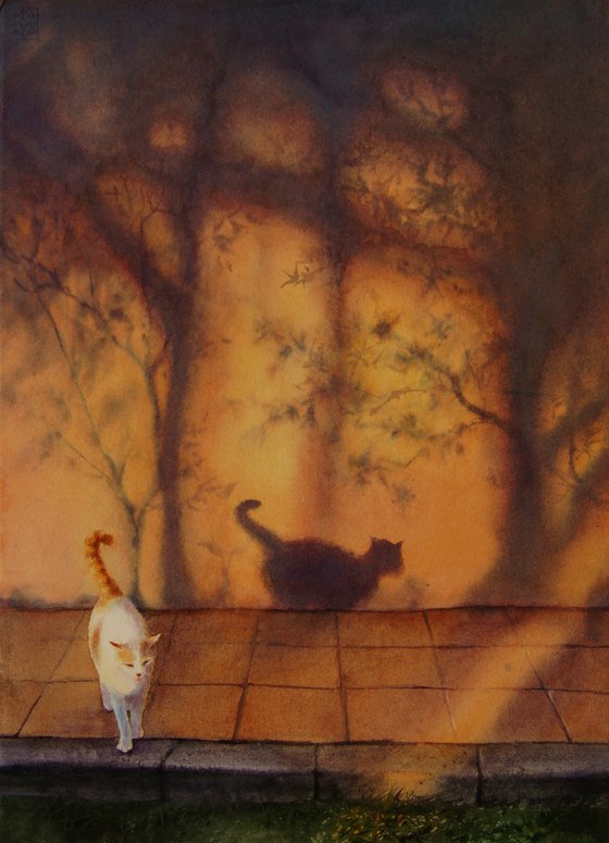 Shadow Cat at Sunset