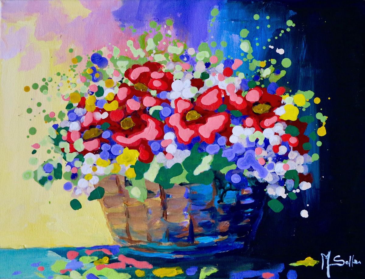 Flowers in the basket by Marilene Salles