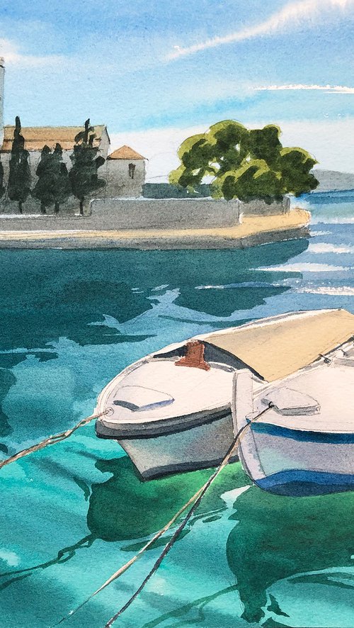 Fishing boats on Hvar island, Croatia by Eleanor Mill