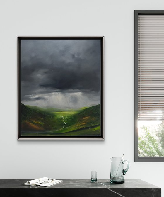 Illuminated Valley, Original oil painting