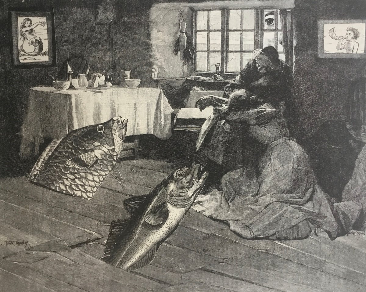 Surrealistic Collage , Fish Fear By Tudor Evans, 9 X 7, Artwork For Sale On Artfinder