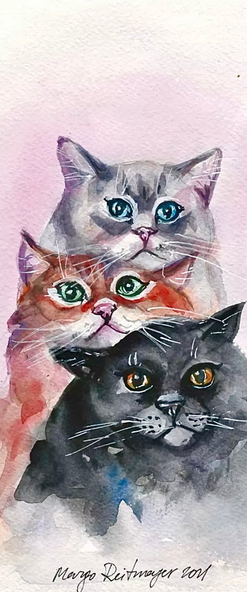 Cat Trio by Morgana Rey