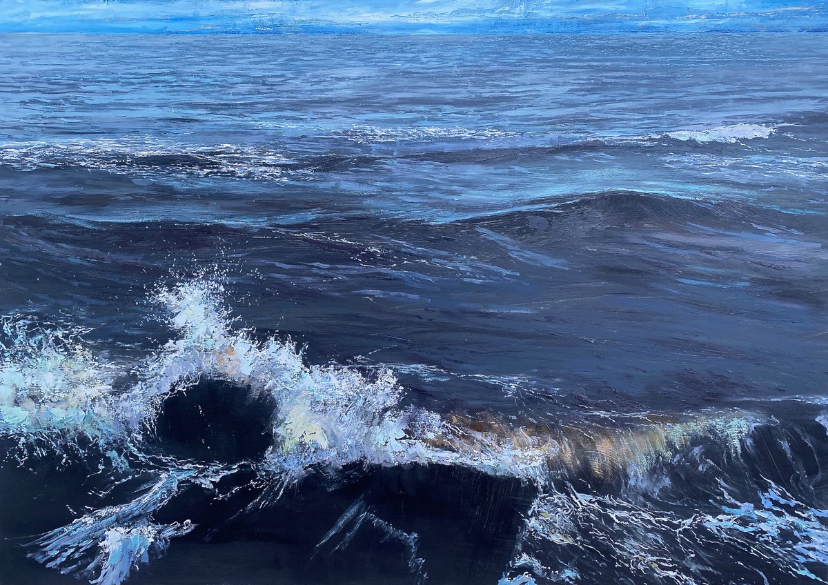’The 8th Wave’ Ocean, Sea, Beach, Crashing Wave Study. by Simon Jones