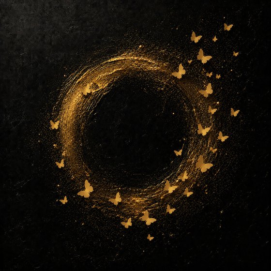 Gold Butterflies Around the Black Sun