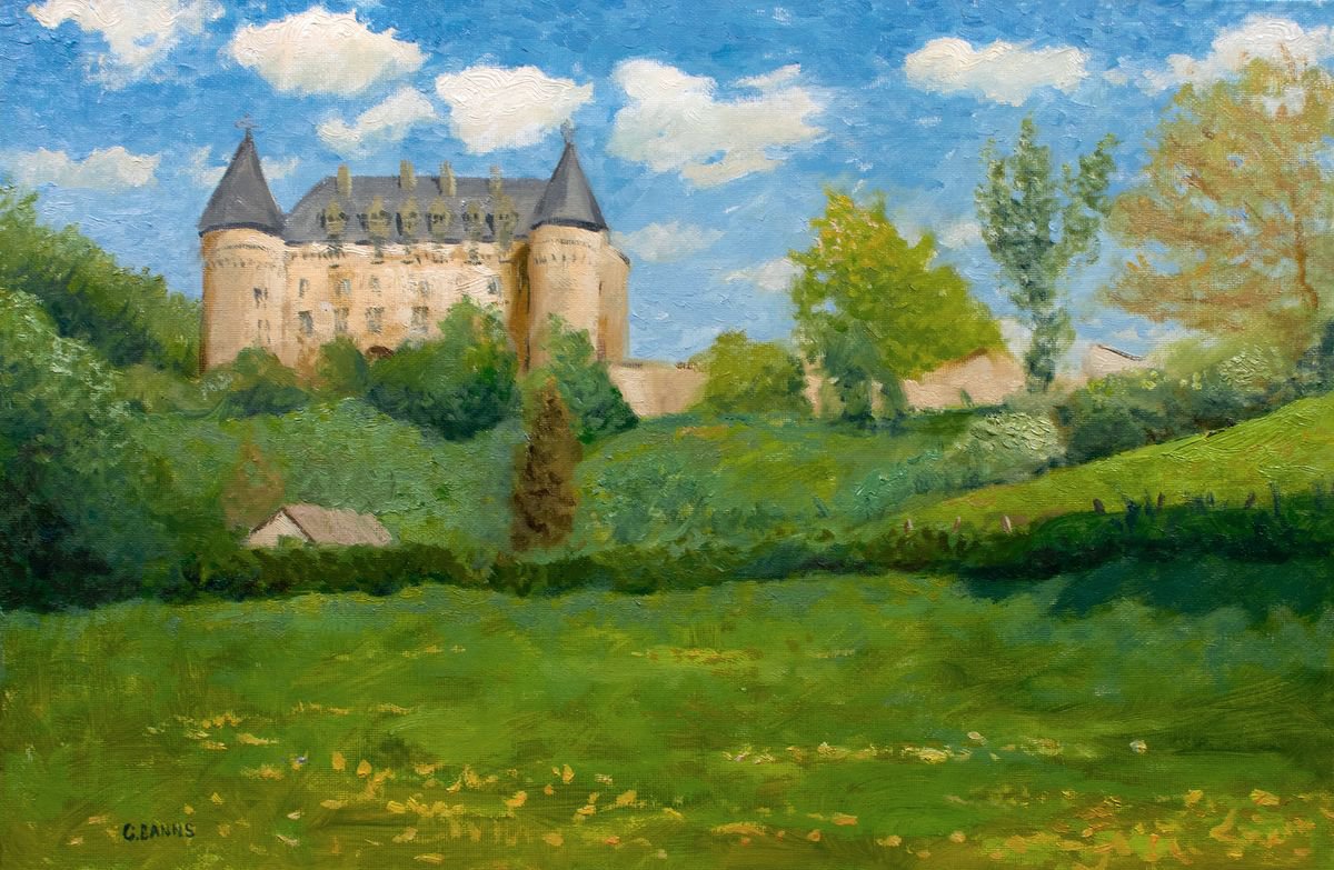 Impressionistic Landscape Oil Painting By Gav Banns, 16 X 11, French Impressionism, Rochechouart Castle, Original Artwork