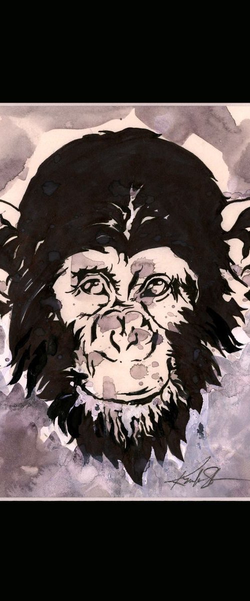 Chimpanzee 3 - Abstract Illustration Painting by Kathy Morton Stanion