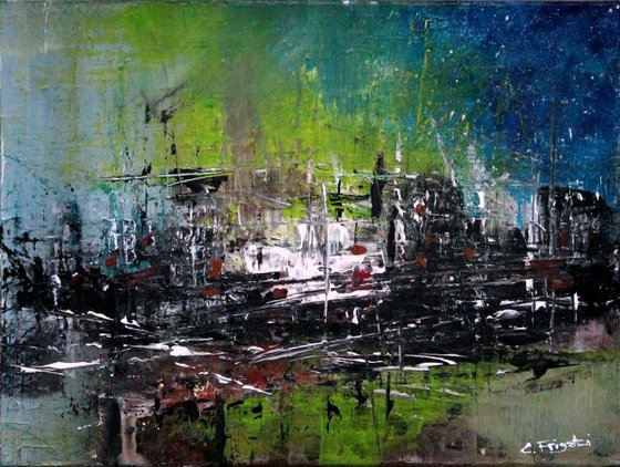 Limelight - Framed original abstract painting