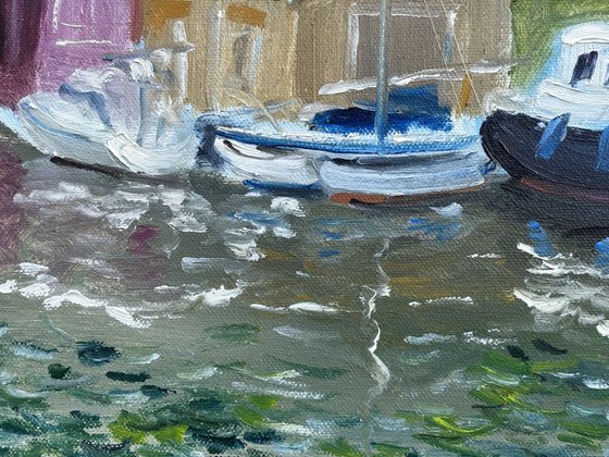 Boats in Zandpol, The Netherlands. Plain air