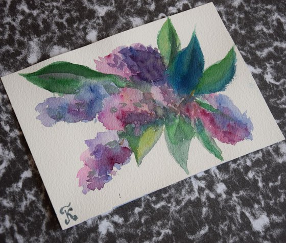 Flowers lilac Watercolor painting