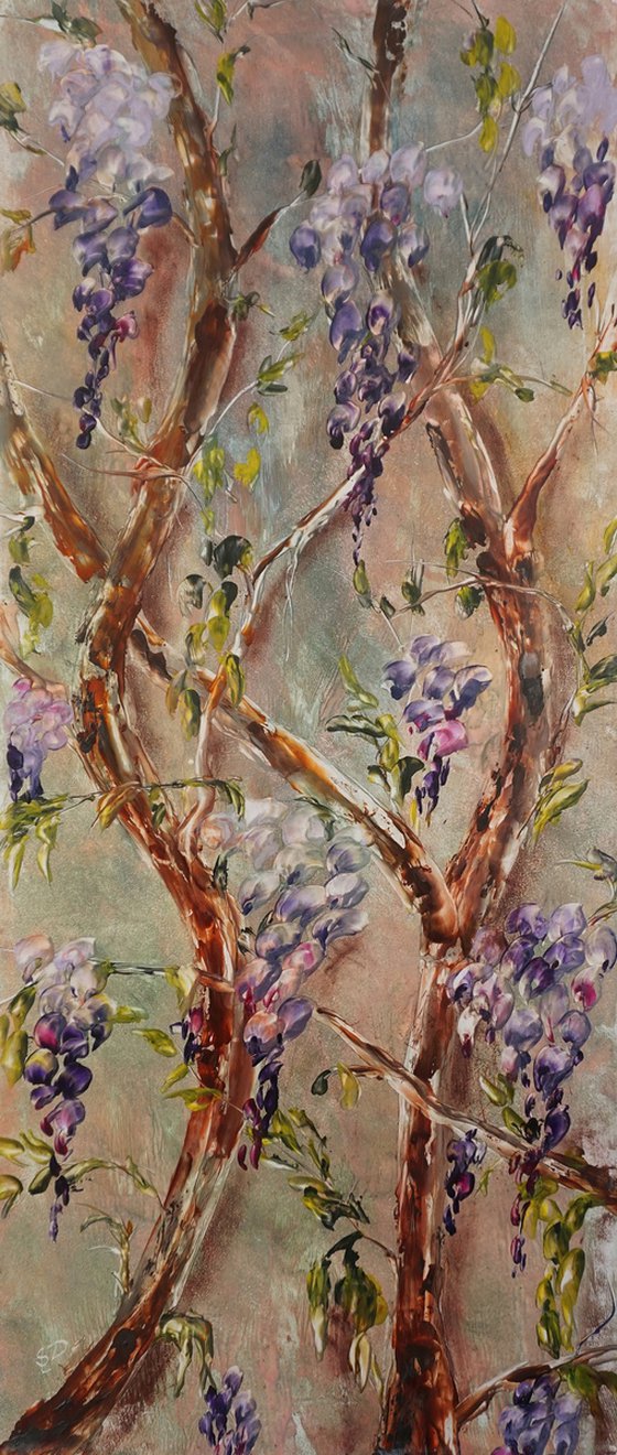 Chinese Wisteria (hot wax painting on paper)