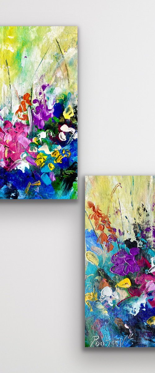 Colour of Spring 2 - Diptych by Pooja Verma