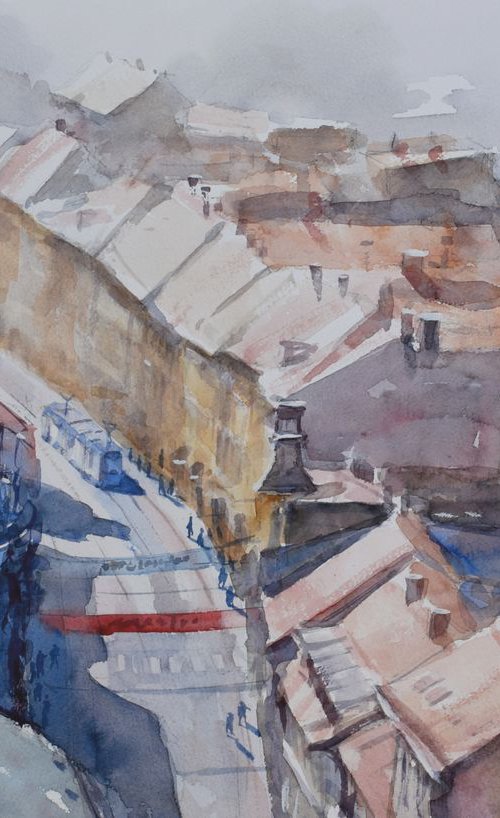 Roofs of Zagreb by Goran Žigolić Watercolors