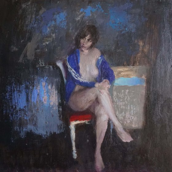 Lucile on red chair
