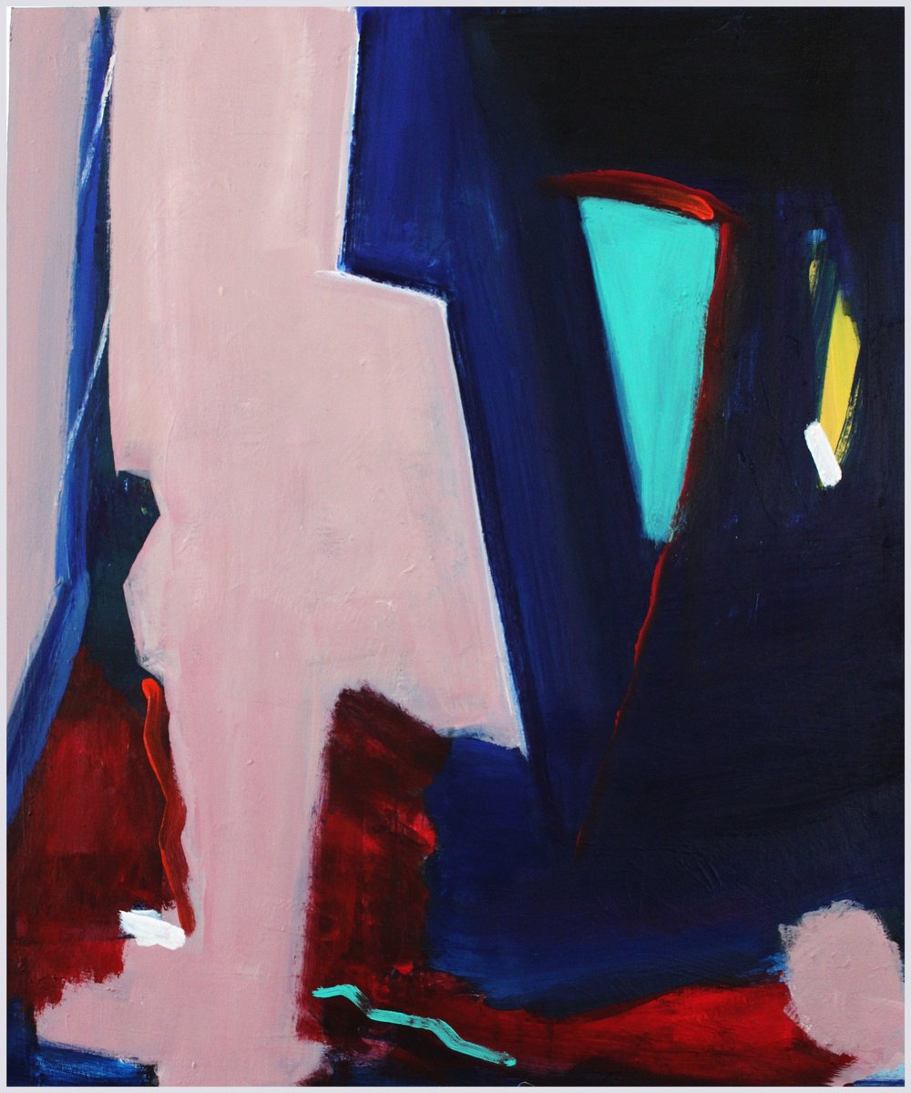 Abstract Acrylic Painting By Victorine Follana, 20 X 24", Calme Graphique, Original Artwork