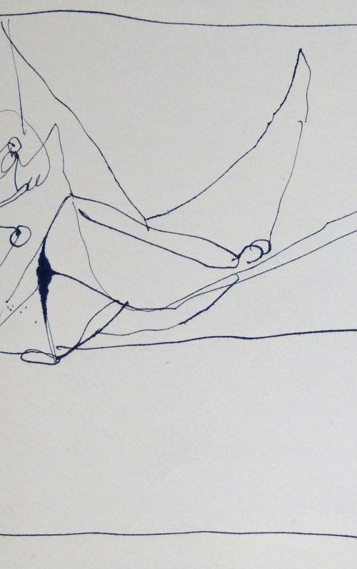 Surrealist Lovers 9, ink on paper 42x28 cm by Frederic Belaubre