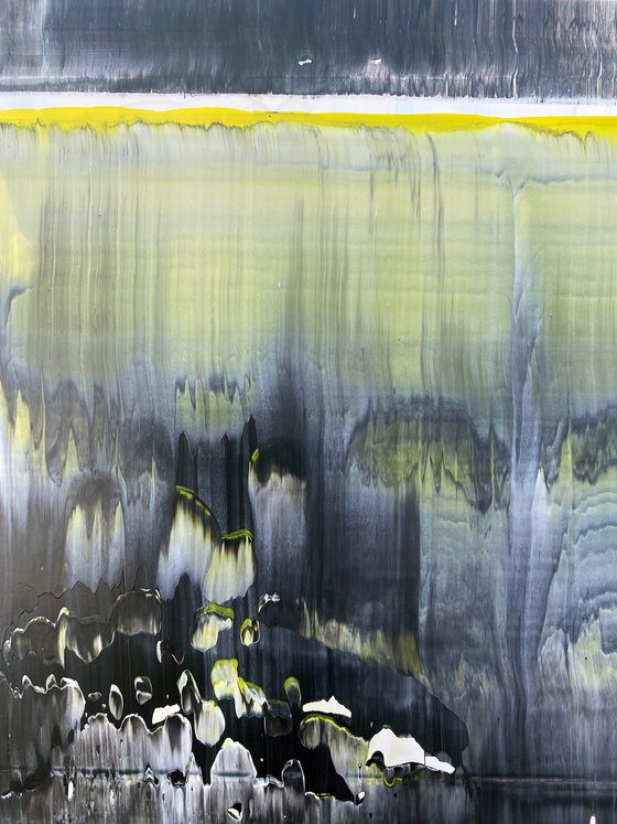 "Locals Only" - Save As A Series - Original PMS Abstract Acrylic Painting Triptych On Gallery Wrap Canvas and Recycled Wooden Desk Panels - 63" x 60"