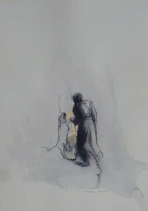 The Man and the dog, 29x41 cm by Frederic Belaubre