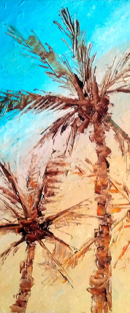Palm Tree Painting California Original Art Laguna Beach Wall Art Small Artwork by Yulia Berseneva