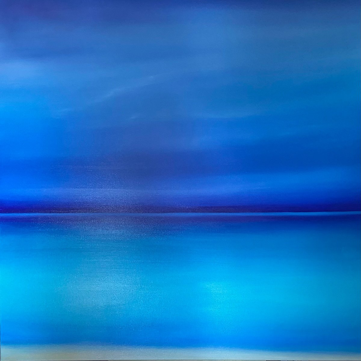 Impressionistic Landscape Oil Painting By Nataliia Krykun, 47 X 47", Sky Water, Original Artwork