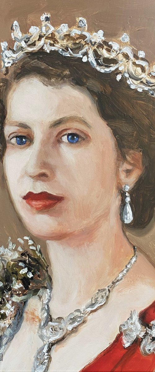 Queen Elizabeth II oil portrait. by Jackie Smith