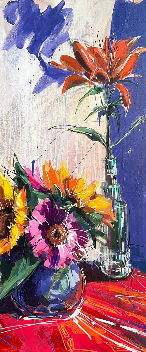 Lily and Sunflowers by Volha Belevets