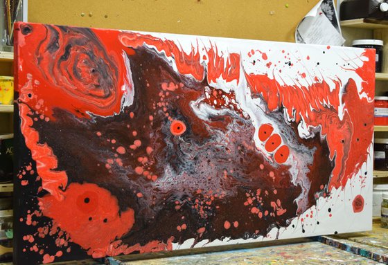 Red Coral - Original Abstract Painting 48" x 24"