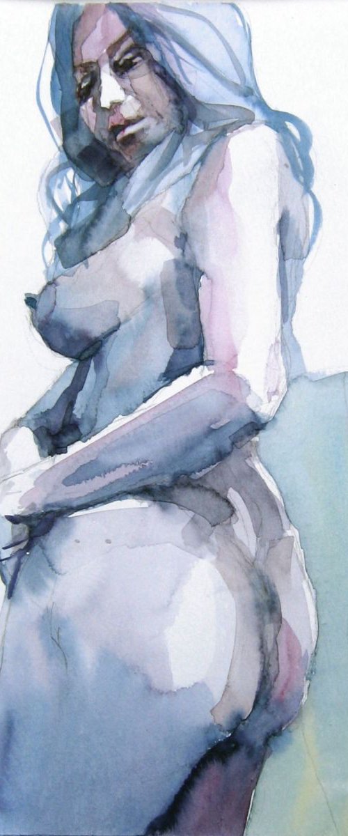 nude standing pose by Goran Žigolić Watercolors