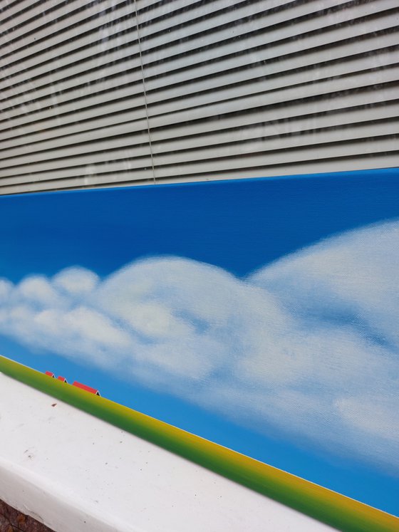 Dijklandschap (Red roofs, green dike)