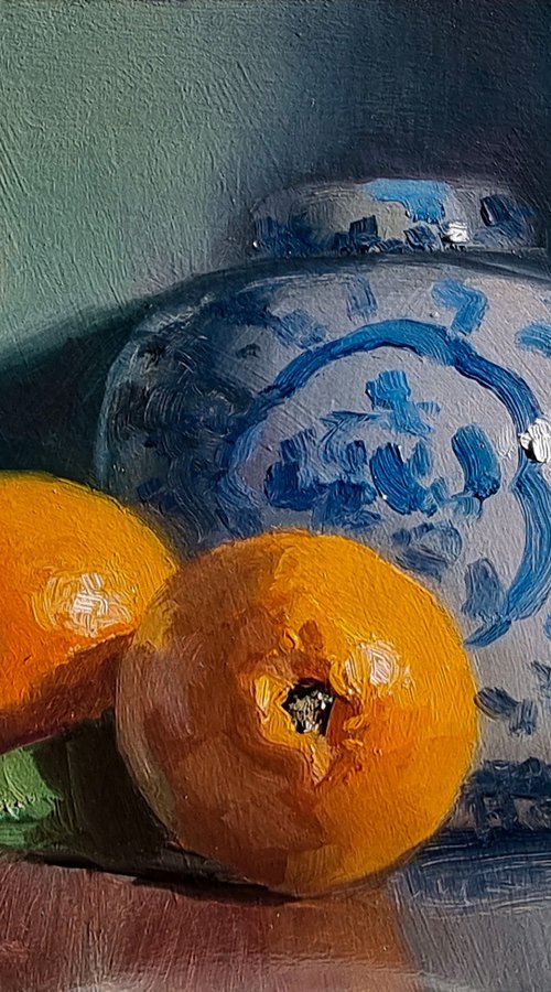 Tangerines and Vase by Pascal Giroud
