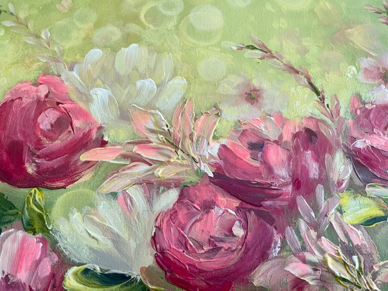 La vie en rose  ( large floral painting )