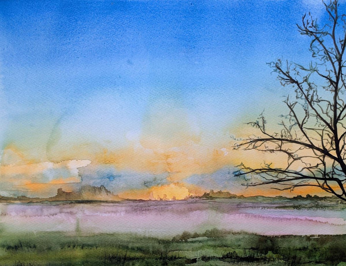 Impressionistic Watercolour , Mist No.2 Watercolour By Richard Freer, 16 X 12, Artwork For Sale On Artfinder