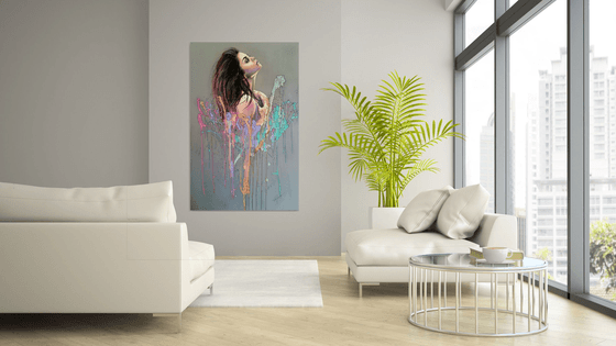 "Feel it Spring" 90x140x2cm, original acrylic large painting on fabric. Ready to hang.