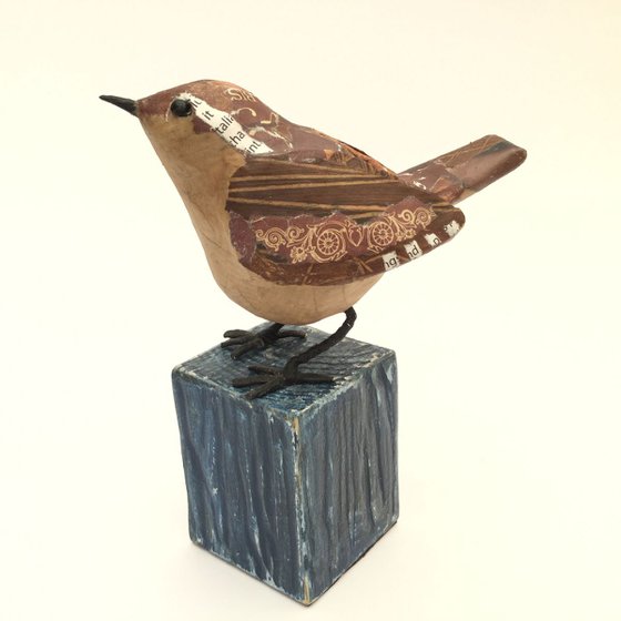 Wren #2 paper bird sculpture