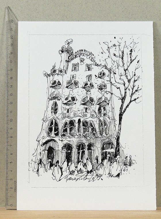 Batllo House, ink drawing.