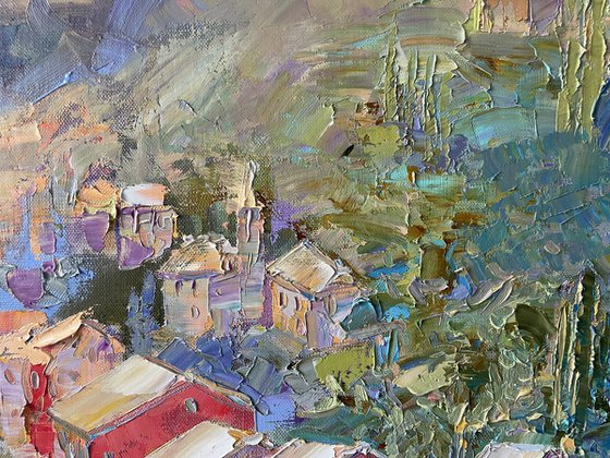 "Seascape". Sea. Original oil painting. boatsin the sea