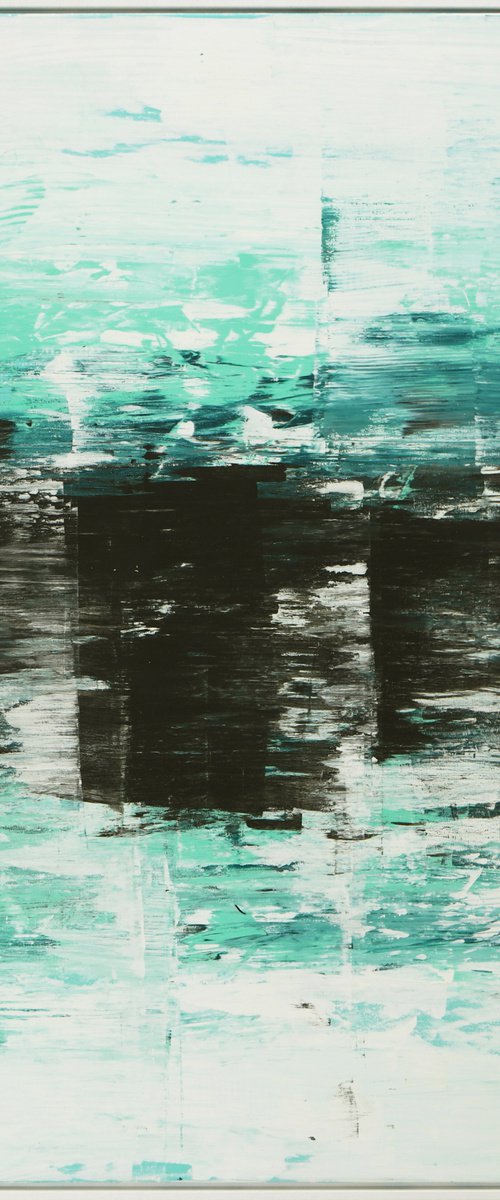 Static in White - Incl White Frame - Abstract Painting - 85x125cm - Ronald Hunter - 06A by Ronald Hunter