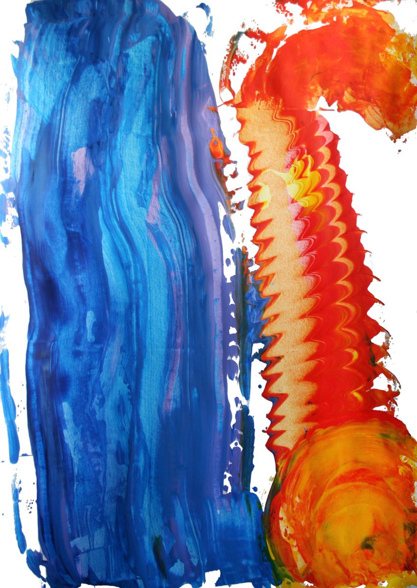 Expressive Abstract Acrylic Painting By Salana Art / Svetlana Samovarova, 24 X 34", Color Reflection 20232, Original Artwork